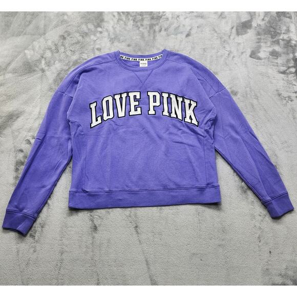 Victoria's Secret Pink Tops - PINK Victoria's Secret Sweatshirt Womens L Purple LOVE PINK Pullover Crew Neck